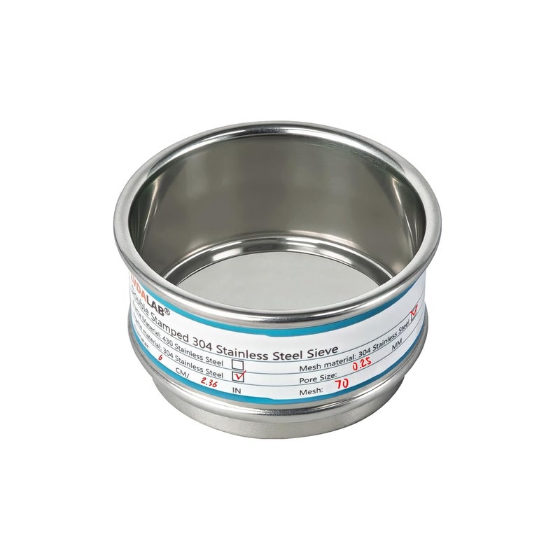 LVDALAB Full 304 Stainless Steel Mesh Sieve Screen, 70 Mesh(0.25mm) Aperture, 2.4inch(6CM) Dia Standard Sample Analysis Test Sieves Sifters Strainer for Industrial Laboratory Homes - Image 1